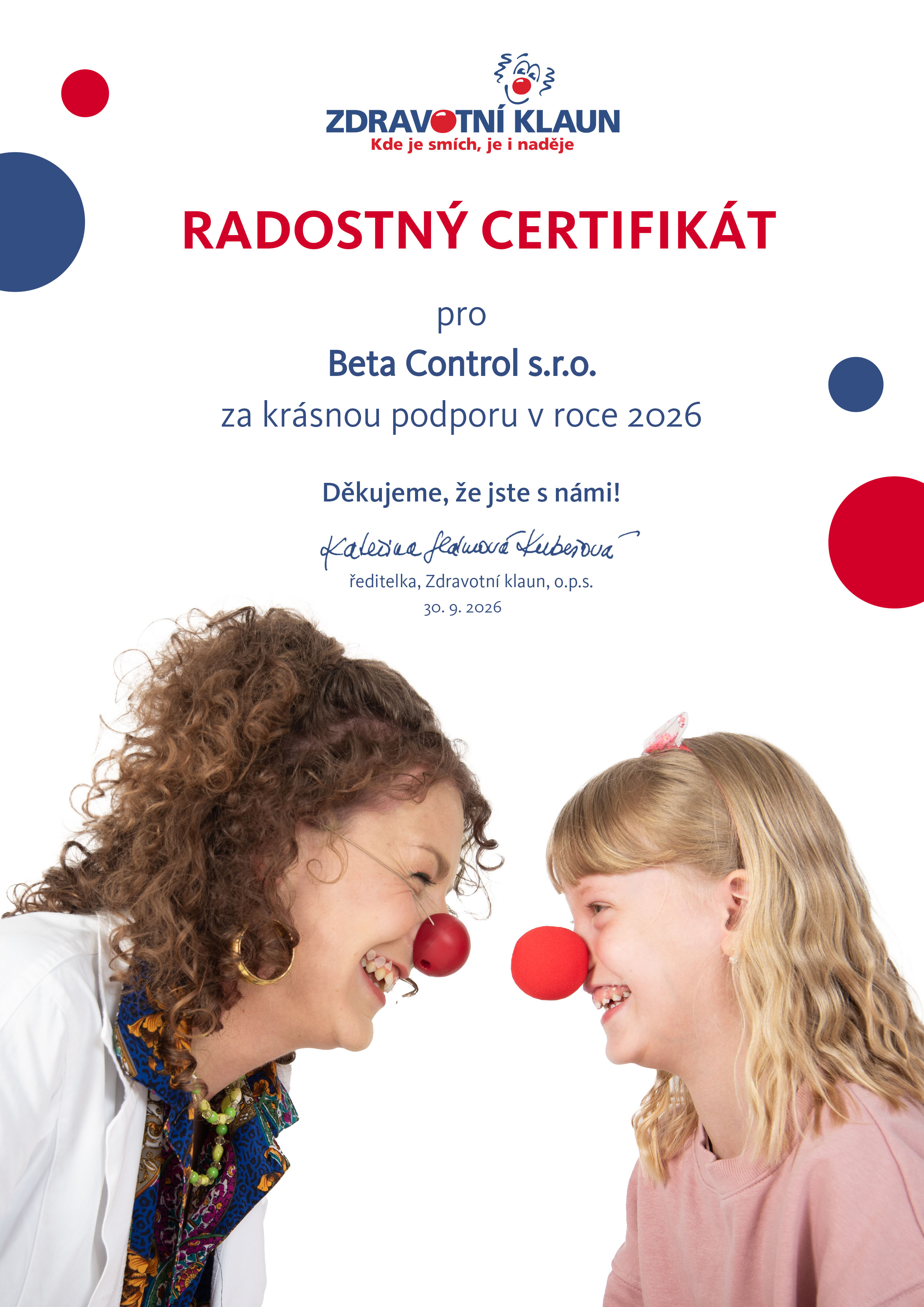 Podpořili jsme práci Zdravotního klauna